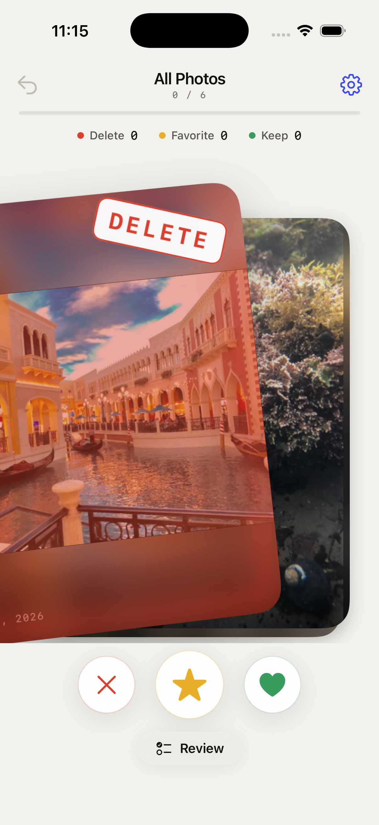 Swipe left — Delete